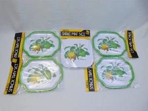 10 Pcs Vtg KMART Lemon Green Yellow Metal Snack Trays & Table Mats Set NOS - Picture 1 of 7