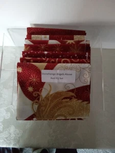 Fabric Holiday/Christmas 7 Fat Quarters Stonehenge Angels Above Red Gold New - Picture 1 of 4