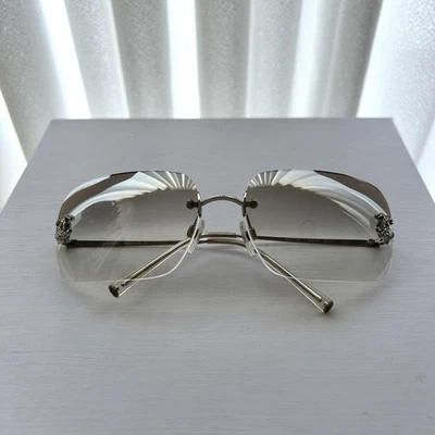 CHANEL Rimless Sunglasses 4017-D Rhinestone Coco Mark Gradient Not Case - Image 1 of 4