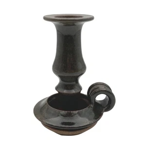 Candelabro de cámara de gres de cerámica de arte de estudio firmado marcado - Imagen 1 de 12