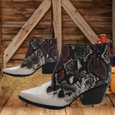 Botas Sam Edelman Winona Berry Saddle Cuero Estampado Serpiente Occidental Mujer Talla 9  Foto 1 de 4