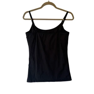 Pact Organic Camisole L Black Built in shelf bra Adjustable straps Cami tank top - Picture 1 of 6