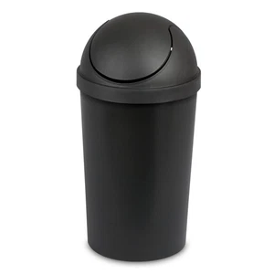 Cubo de basura de baño, 3 galones, cubo de basura redondo de plástico con tapa oscilante, negro - Imagen 1 de 13