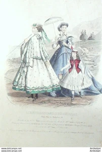 Moniteur Dames Demoiselles 1864 #  824 Robert maritime Gravure  aquarellee - Picture 1 of 1