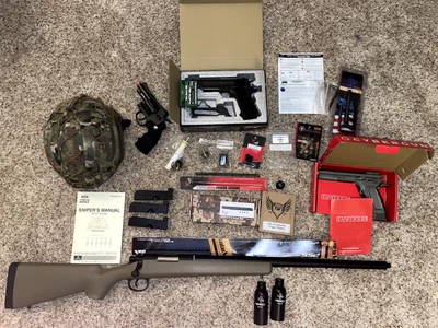 Rifle de acción Airsoft Tokyo Marui VSR-10 Bolt mejorado y varias pistolas C02 Foto 1 de 4