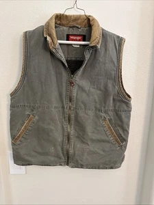 Wrangler Hero Vest Mens Size Small Collar Green with Sherpa Lined Full Zip - Picture 1 of 14