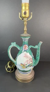 Vintage japanische Fuku Ko Kutani Porzellan Teekanne zur Lampe umgebaut - Bild 1 von 11