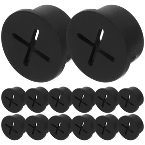 12 Pcs Dust Plug Black Cable Grommet Desk Grommets Hole Cover Desktop Wire - Afbeelding 1 van 12