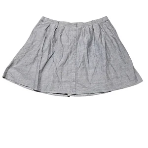 ModCloth Women's 3X Gray Button Front Pleated A-Line Skirt Cotton Blend - Picture 1 of 9