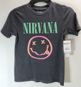 Nirvana Boys Smiley Face Tshirt Size XS 4/5 Gray Short Sleeve NEW - Picture 1 of 8