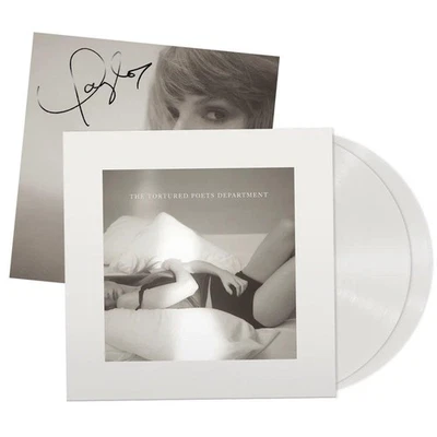 Taylor Swift Tortured Poets Department Ghosted White 2x Vinyl LP w/SIGNED Photo - Image 1 of 3