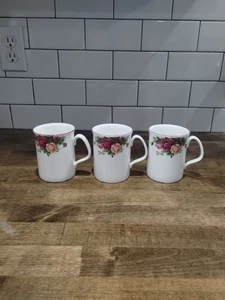3 Old Country Roses Royal Albert Bone China Coffee Cup Pink Rim EUC - Picture 1 of 5