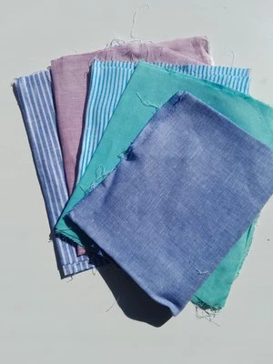 Remnant Scrap Bag 5 Pieces 100% Irish linen Crafting Fabric QF48 Baby - Image 1 of 4