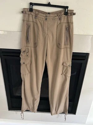 Pantalones cargo Da-Nang excedente de colección para mujer S seda Y2K grunge beige paracaidista usados en excelente estado Foto 1 de 4