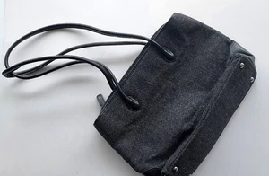 Etienne Aigner tweed shoulder bag purse grey herringbone black leather trim - Picture 1 of 16
