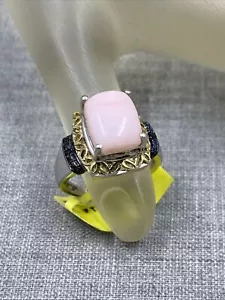 STS Clemency Gold over Sterling .925 Pink Opal Scroll Ring Size 5 NWT - Picture 1 of 9