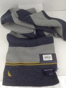 Men's Women's NAUTICA Long Blue Gray Winter Scarf - $55 MSRP  - Picture 1 of 6