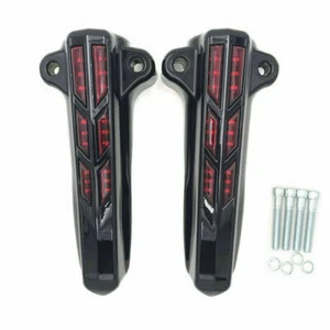 Black Front Fork Leg Covers Turn Signal Light LED For Harley Street Glide 14-up - Picture 1 of 6