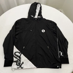 Chicago White Sox Windbreaker Mens XL Black/White Hooded Full Zip Jacket   MLB - Picture 1 of 14