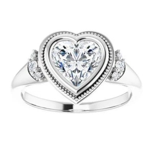1 ct Heart Cut D-VVS1 Moissanite Wedding Engagement Ring S925 Sterling Silver - Picture 1 of 12