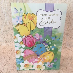 Frohe Ostern Karte Punze Grußkarte Blumen - Bild 1 von 2