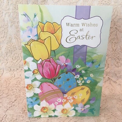 Tarjeta de Feliz Pascua Sello Tarjeta de Felicitación Flores  Foto 1 de 2