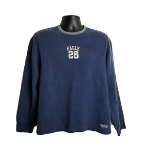 Vintage American Eagle Y2K Thermal Long Sleeve Sz M Navy Blue Waffle Knit Retro - Picture 1 of 10
