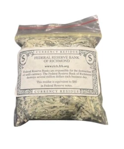80 $ geschredderter Geldbeutel Federal Reserve Bank of Richmond Währungsrückstände US Schein - Bild 1 von 4