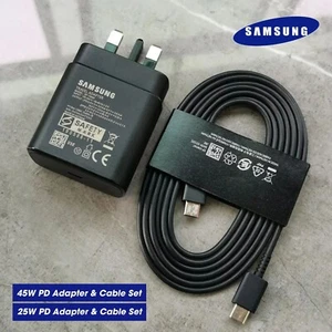Original 45W Super Schnell Ladegerät Adapter Stecker & Kabel für Samsung Galaxy S24 S25+ - Bild 1 von 23