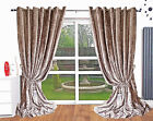 Crushed Velvet Curtains Eyelet Ring Top Thick Ready Long Blackout Champagne Gold