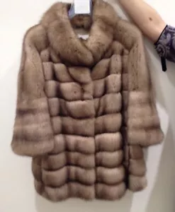 Russian Barguzin Sable Fur coat in Tortora Colour by Daniel Benjamin Size10-14 - Picture 1 of 7