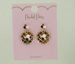 New Packed Party Earrings - Apple Pie with Bling & Faux Pearls - Picture 1 of 7