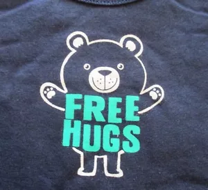 Jumping Beans Boys Size 18 24 months Navy Blue FREE HUGS Bodysuit New - Picture 1 of 2