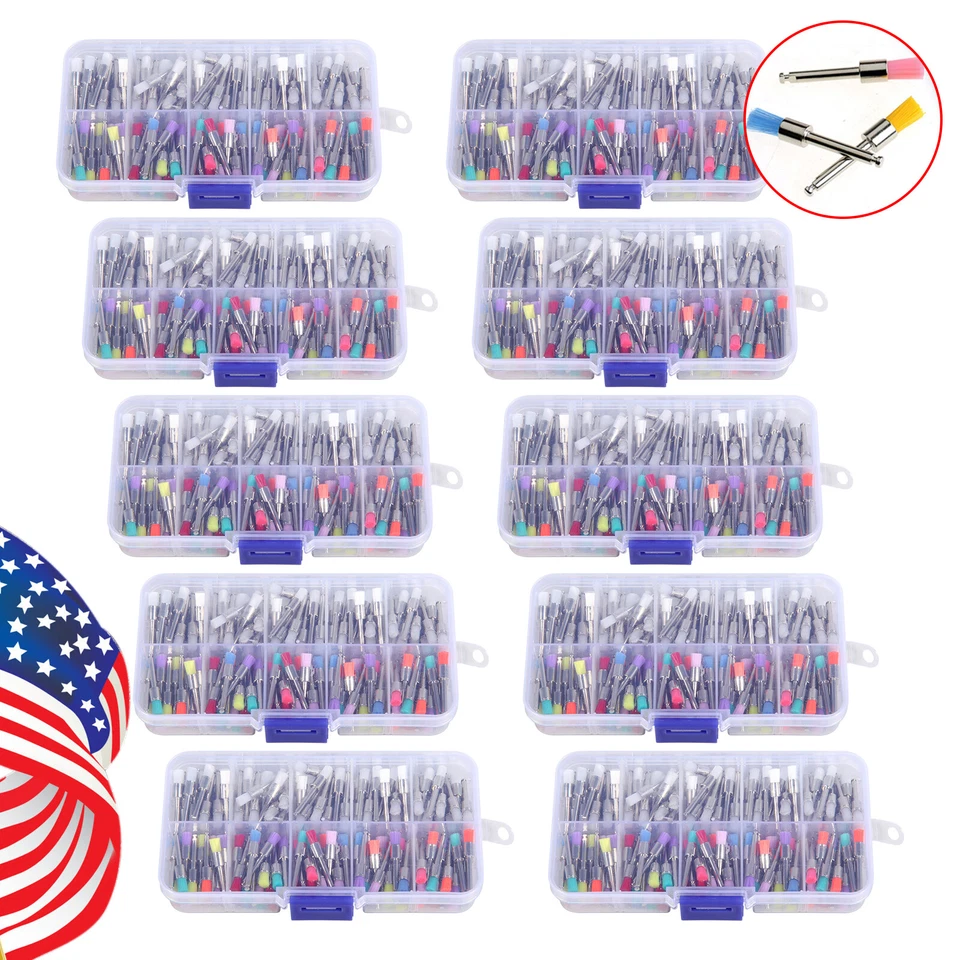 200-2000*Dental White &Color Nylon Latch Flat Polishing Polisher Prophy Brush SA - Image 1 of 4