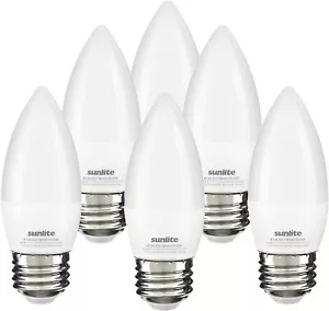 LED B13 Frosted Chandelier Torpedo Bulb 7W(60W=) E26 3000K Warm White 6-Pack - Picture 1 of 2