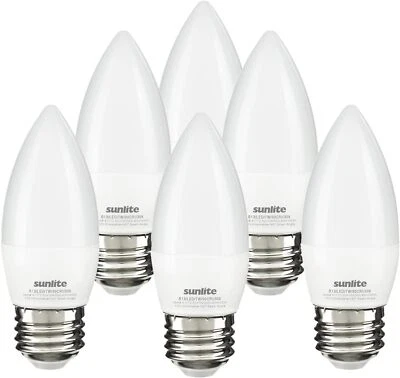 LED B13 Frosted Chandelier Torpedo Bulb 7W(60W=) E26 3000K Warm White 6-Pack - Image 1 of 2