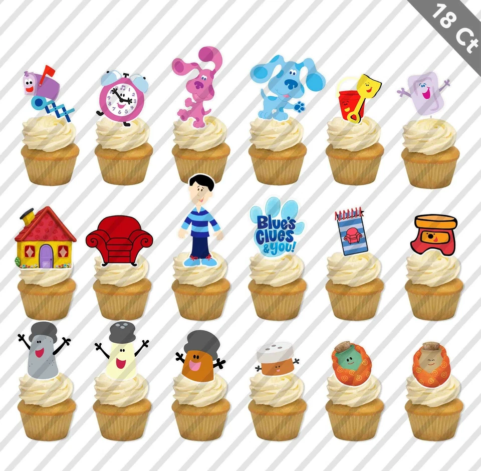 18 Blue's Clues You Friends Cupcake Topper Cumpleaños Elige Favor Fiesta Pastel Silla Foto 1 de 1