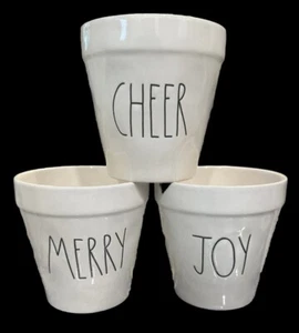 Rae Dunn Christmas Flower Pot / Utensil Holder / Planter Set Merry Joy Cheer 3pc - Picture 1 of 7