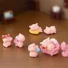 6pcs Piggy Figurine Eye-catching Exquisite Lovely Pig Toys Pink