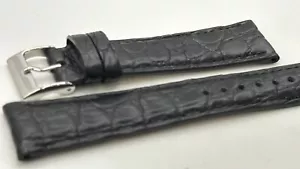Cinturino vero coccodrillo nero opaco mm18/16 handmade in ITALY semi imbottito - Photo 1/5