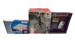 Vintage Logitech Wingman Attack 2, Yahoo Optical Mouse, Floppy Drive Bundle. - Picture 1 of 24