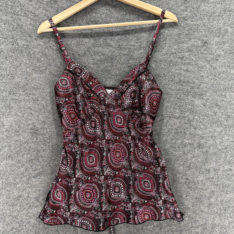 Moda Bug Top Mujer M Mediano Negro Geométrico Cuello en V Sin Mangas Correa de Espagueti Foto 1 de 4