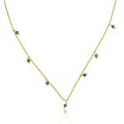 Yellow Gold Plated Beaded Fringe Necklace With Green Onyx Gift For Little Sister