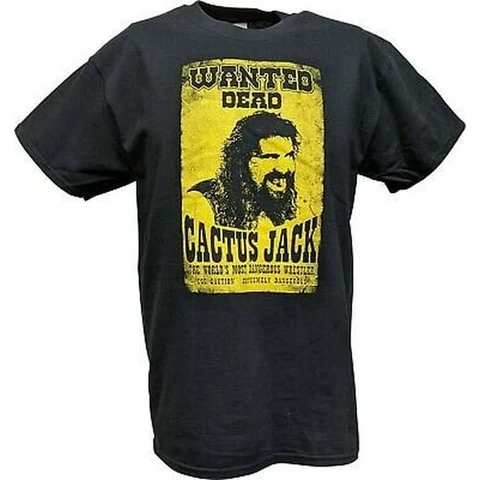 Cactus Jack Wanted Dead Mick Foley Mens T-shirt Cover