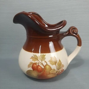 Vintage 1960s McCOY USA Pottery Pitcher 48 oz Fruit Pattern 7515 Brown - Picture 1 of 12