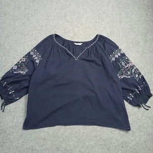 Odd Molly Oversize Bluse 4 - XL dunkelblau Baumwolle Boho Top bestickt 411 - Bild 1 von 13