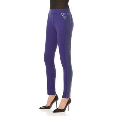CALÇA EMAGRECEDORA IMAN PLATINUM ROCK THE RUNWAY COURO E PONTE AZUL VERMELHA XS 2X US$ 110 - Imagem 1 de 4