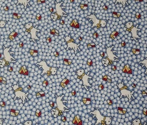 1 yarda 16""x 42"" 100 % algodón, estampados porche trasero, estampados Wilmington, perros blancos - Imagen 1 de 3