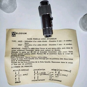 Adaptateur fiche Prise Femelle avec inverseur micro mélodium RM6 NOS - Picture 1 of 6