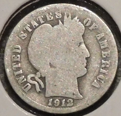 Silver Dime - Barber - 1912 - $1 Unlimited Shipping Cover